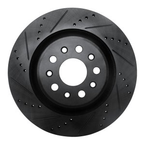 Maserati LeVante Brake Rotor (1) - Rear Left - R1 Concepts - Drilled & Slotted - Black - `17-`24